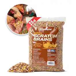 Sun Joe - Premium Poultry Scratch Grain, Chicken Feed and Treats, 25 lb Bag