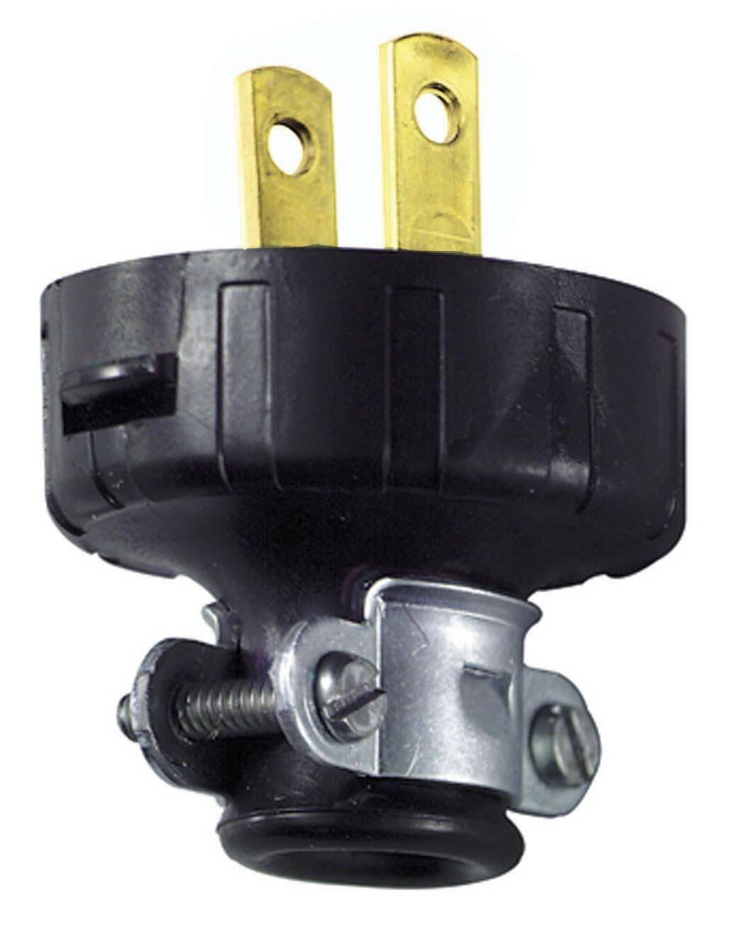 Front. Leviton - Leviton Residential Vinyl Straight Blade Plug 1-15P 18-14 AWG 2 Pole 2 Wire - Black.