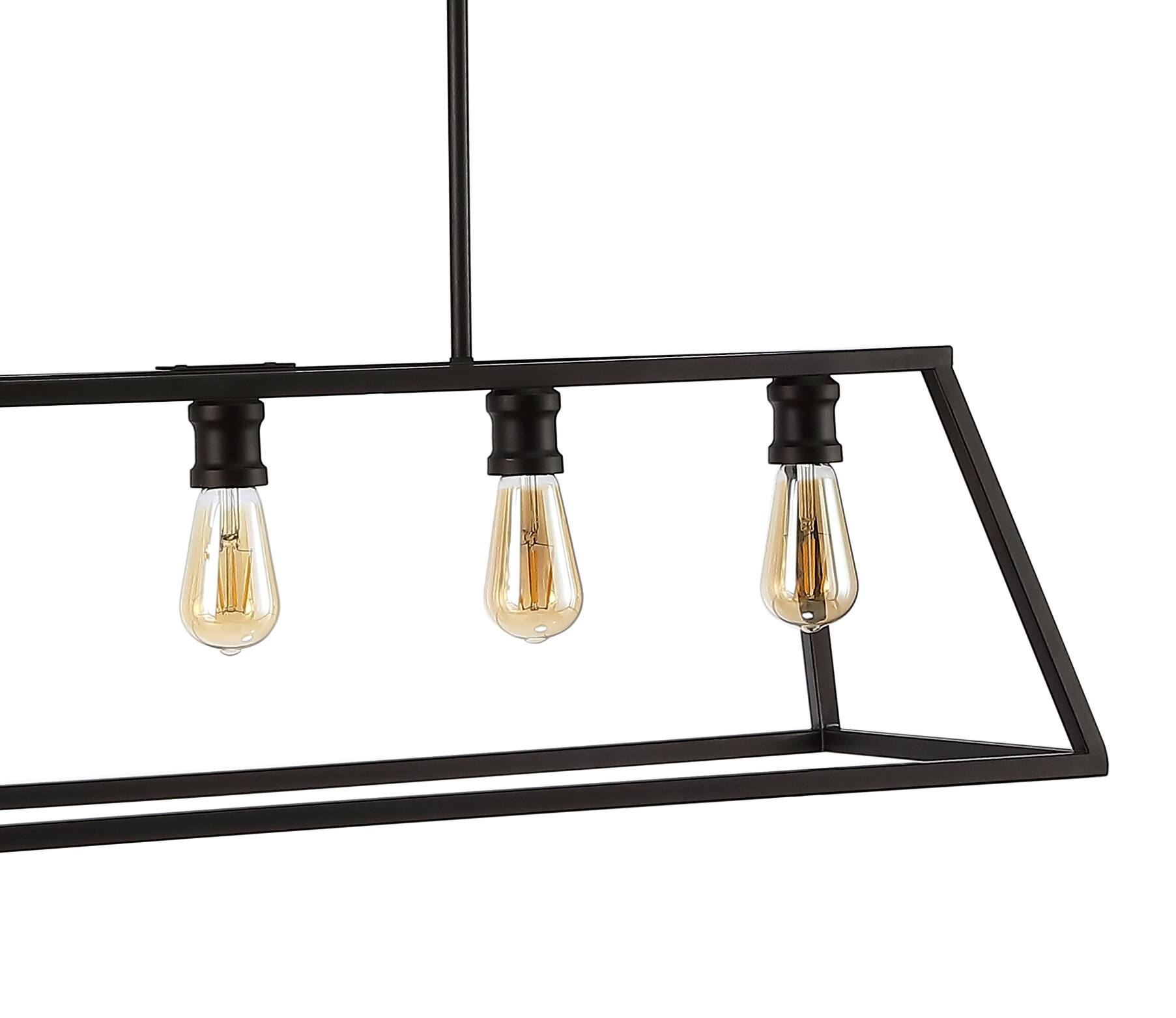 Alt View 4. Jonathan Y - Floyd 38" 5-Light Adjustable Iron Farmhouse Vintage LED Dimmable Pendant, Oil Rubbed Bronze - Oil Rubbed Bronze.