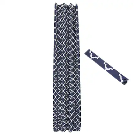 Front. Sunnydaze - Indoor and Outdoor Curtain Panel - 52 in x 108 in - Blue Quatrefoil.