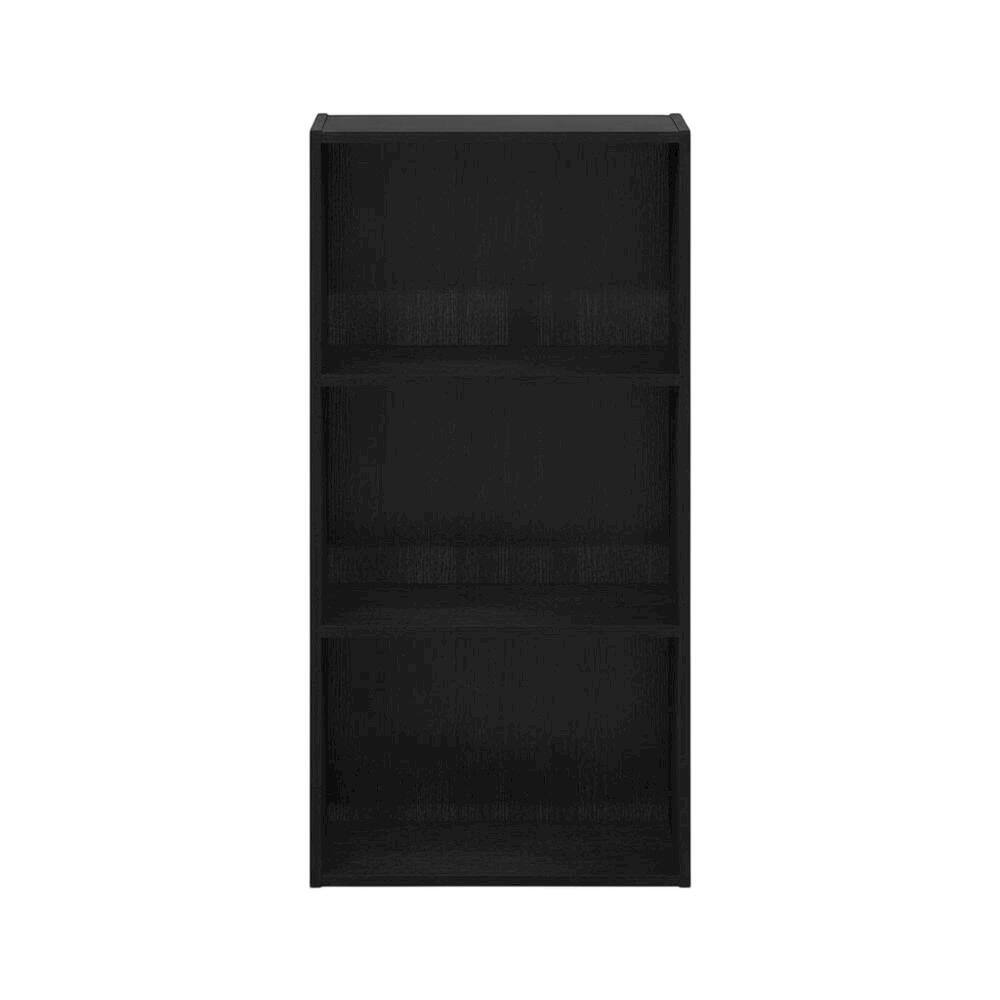 Back. FurniFact - 3-Tier Open Shelf Bookcase with Sturdy Engineered Wood Design - Blackwood.