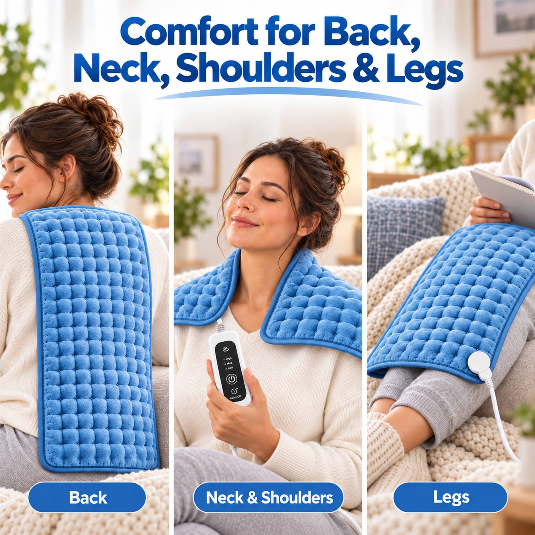 Comfort for Back, Neck, Shoulders & Legs

Back

Neck & Shoulders

Legs