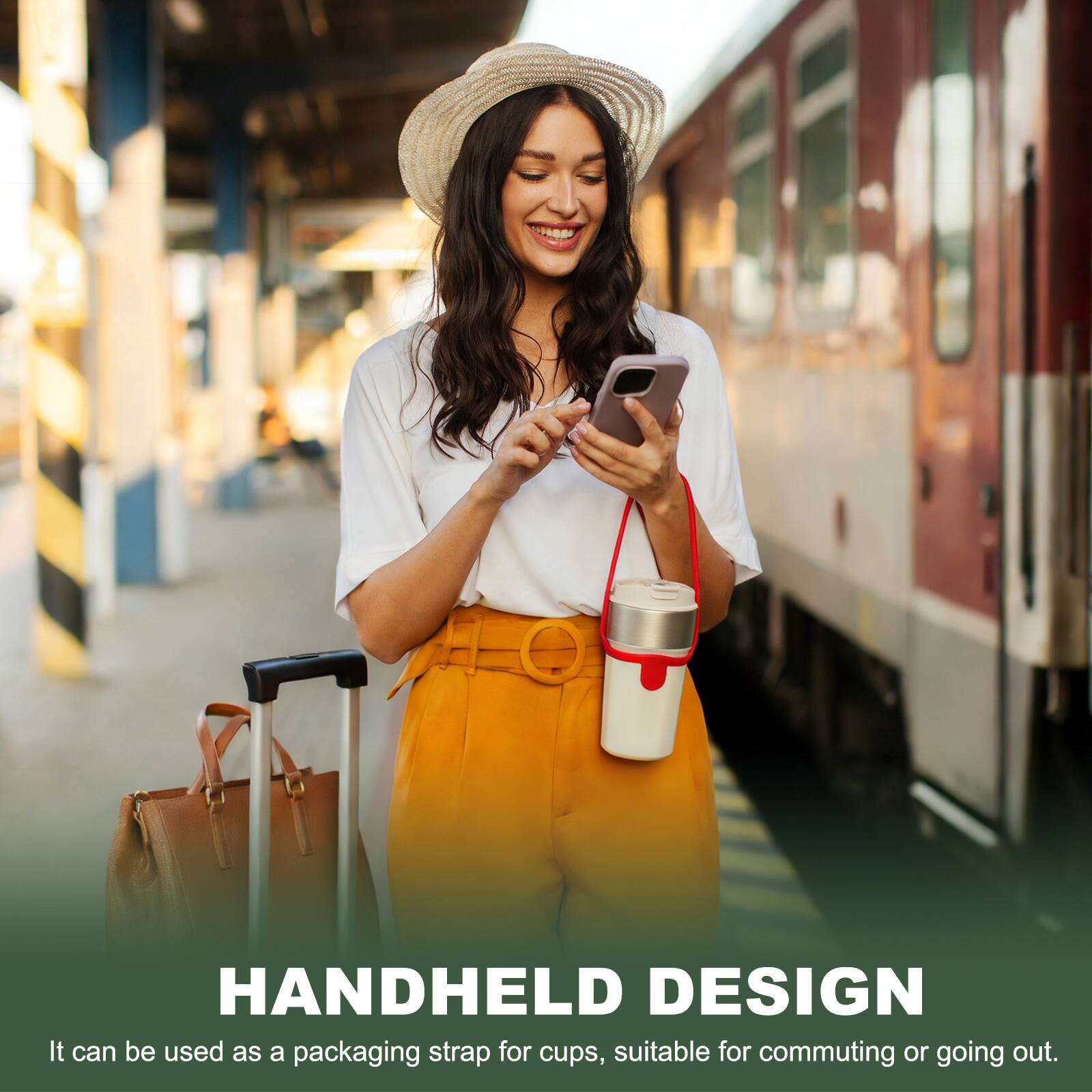 HANDHELD DESIGN  
It can be used as a packaging strap for cups, suitable for commuting or going out.