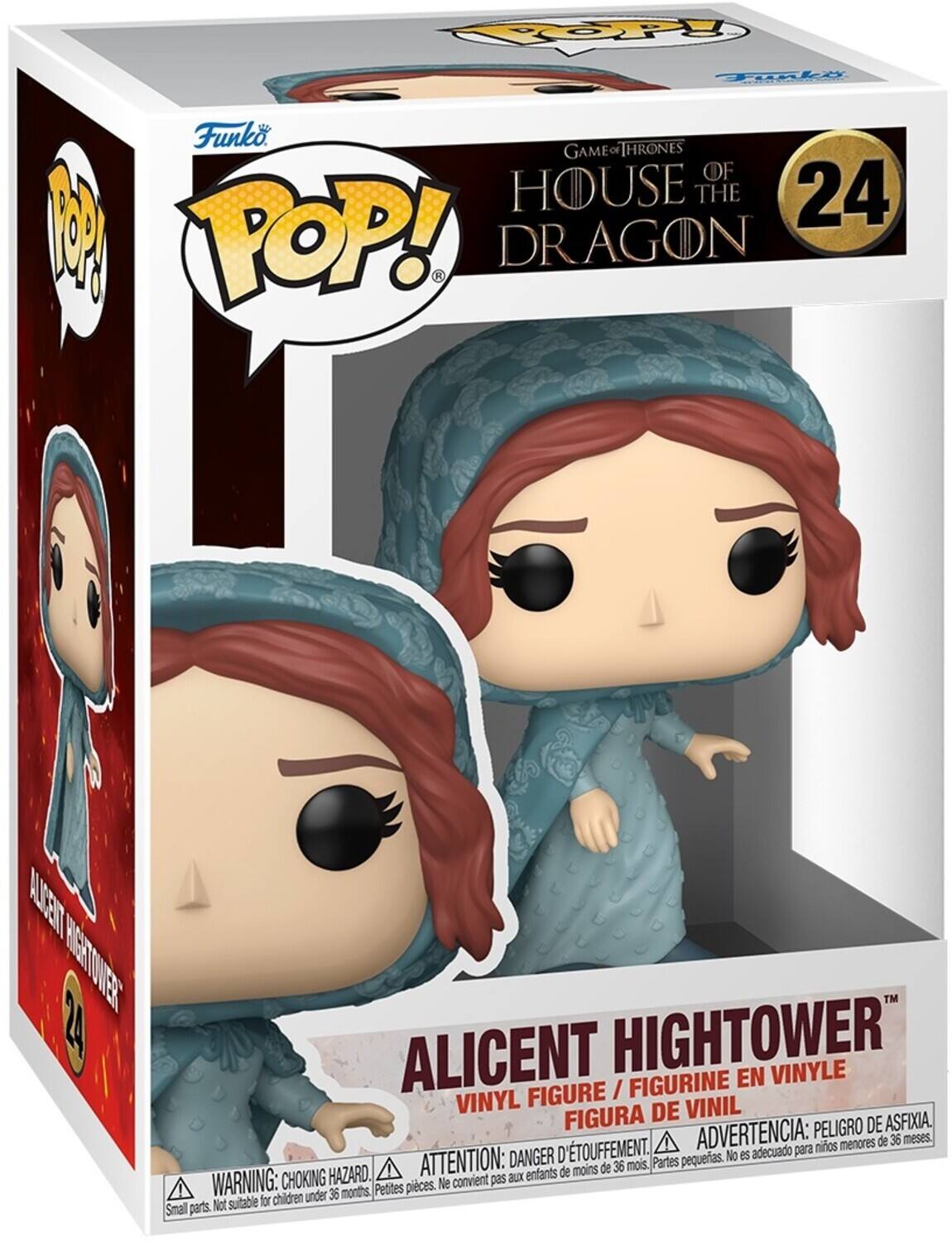 Funko. GAME OF THRONES HOUSE OF THE DRAGON 24 M POP! ALICENT HIGHTOWER FIGURINE EN VINYLE FIGURE / VINYL DE VINIL FIGURA PELIGRO DE ASFIXIA. D'TOUFFEMENT. ADVERTENCIA: para nios menores de 36 meses. DANGER pequeas. No es adecuado HAZARD. ATTENTION: aux enfants de moins de 36 mois, Partes WARNING: CHOKING Petites pieces. Ne convient pas children under 36 months, Not suitable for Small parts.