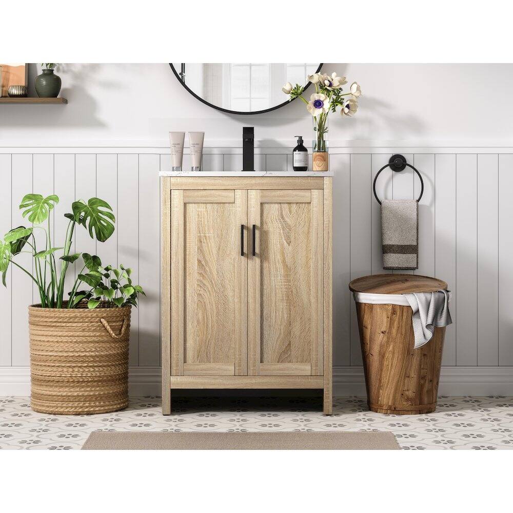 Alt View 9. Elegant Kitchen and Bath - Finnley 24 Inch Single Bathroom Vanity In Mango Wood - Mango Wood.