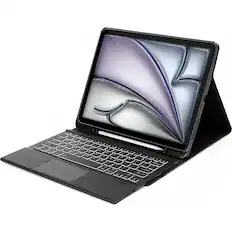 Angle. SaharaCase - Navigate Series Keyboard Case with Track Pad for Apple iPad Air 13'' M3/M2 - Black.