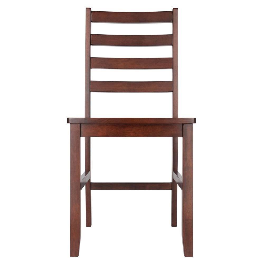 Alt View 1. FurniFact - 2-Pc Solid Wood Ladder Back Chairs - Walnut.