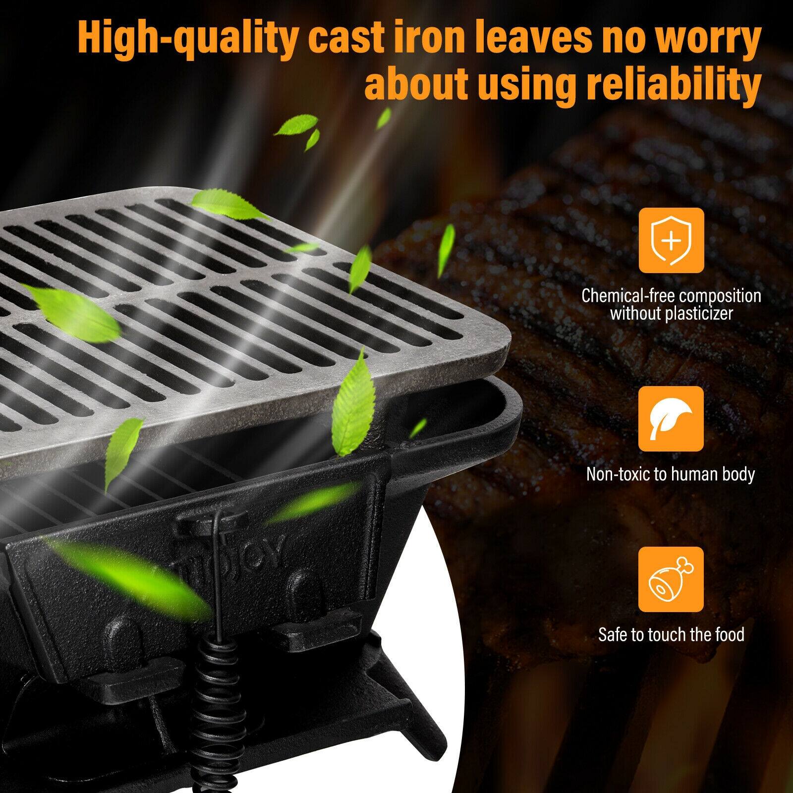 High-quality cast iron leaves no worry about using reliability

+ Chemical-free composition without plasticizer

Non-toxic to human body

Safe to touch the food