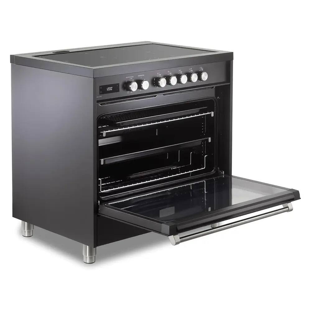 Alt View 3. Verona - Verona 36 inch Ultima Collection Freestanding Induction Range with 5 Elements, 5 cu. ft. Oven Capacity (Matte Black) - Matte Black.