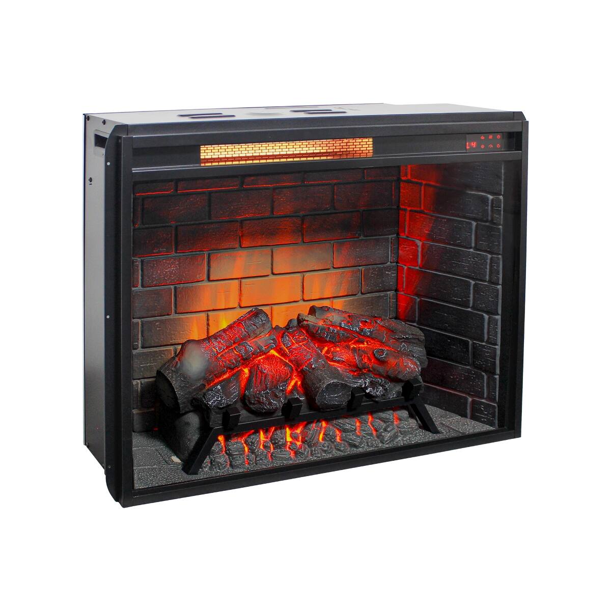 Alt View 1. Loheer - Loheer 28 inch infrared electric fireplace Insert with Removable Trim Kit, 1500W Heater, Antique Black - Antique Black.