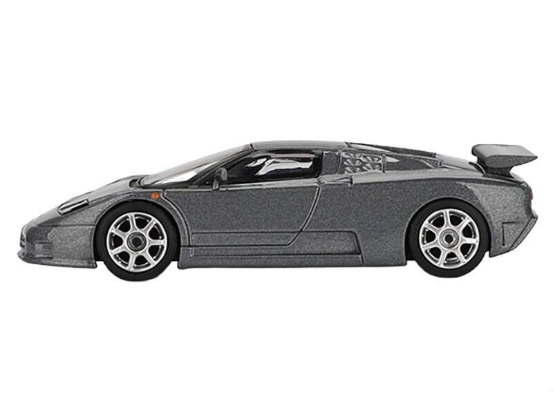 Angle. Mini GT - Bugatti EB110 Super Sport Grigio Scuro Dark Gray Metallic Limited Edition 1/64 Diecast Model Car by Mini GT - Dark Gray.