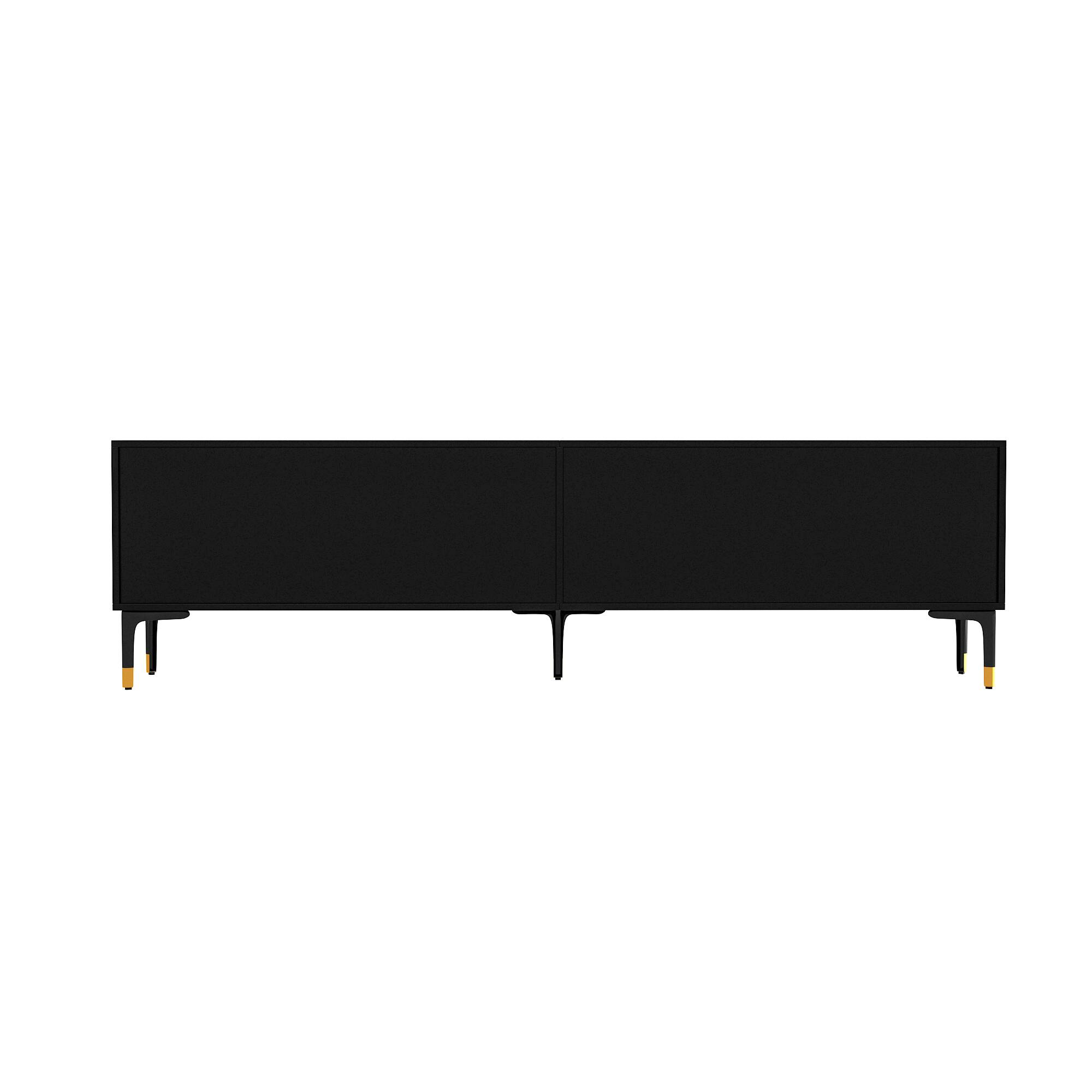 Back. Famapy - Famapy Retro - Modern TV Stand: Press - Open Doors & Patterned Flair - Black.