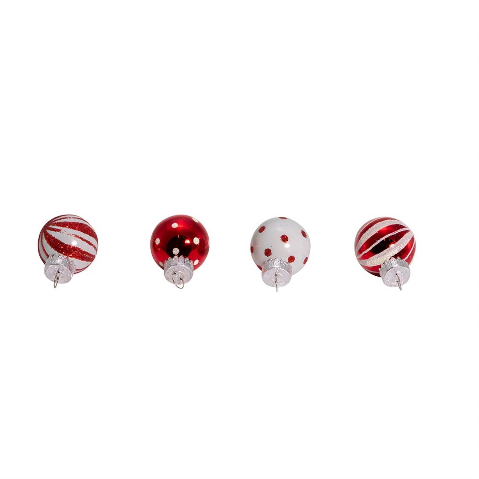 Back. Kurt S Adler - Kurt Adler 25mm Red and White Glass Deco Balls Miniature Christmas Tree Ornaments 12 piece set 1 inch - Multicolor.