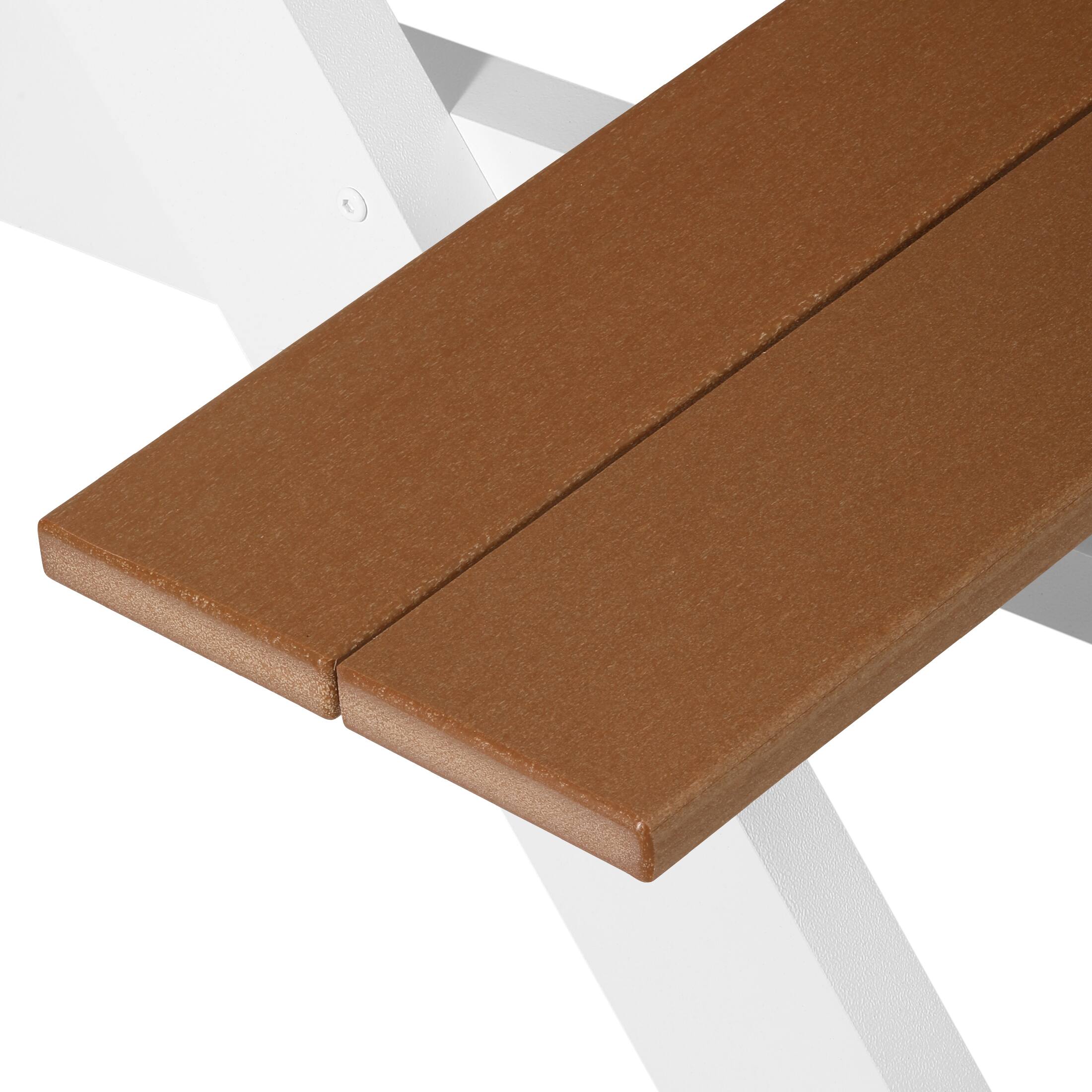 Alt View 4. WestinTrends - WestinTrends Greenville Outdoor 70" HDPE Plastic Picnic Table Bench With Umbrella Hole - Teak.