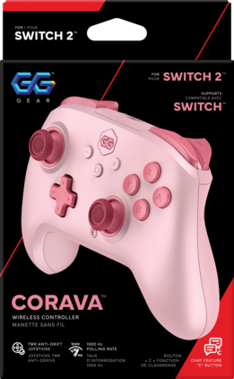 GG Gear - PRO Wireless Corava Controller for Nintendo Switch 2 and Switch - Pink
