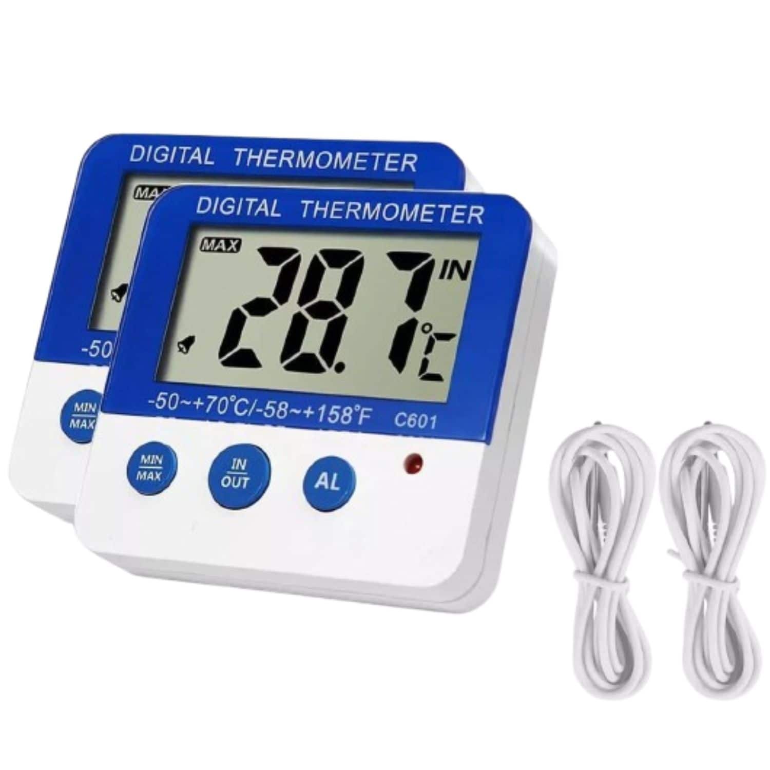 Stock Preferred - 2X Home LED Indoor/Outdoor Digital Thermometers ℃/℉ with Freezer Alarm - White