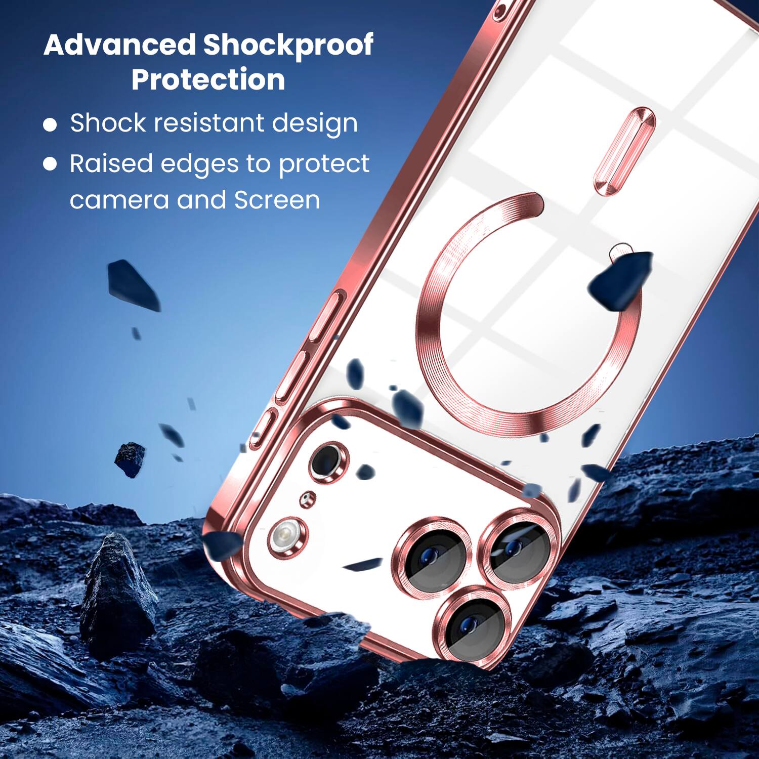 Advanced Shockproof Protection

- Shock resistant design
- Raised edges to protect camera and screen