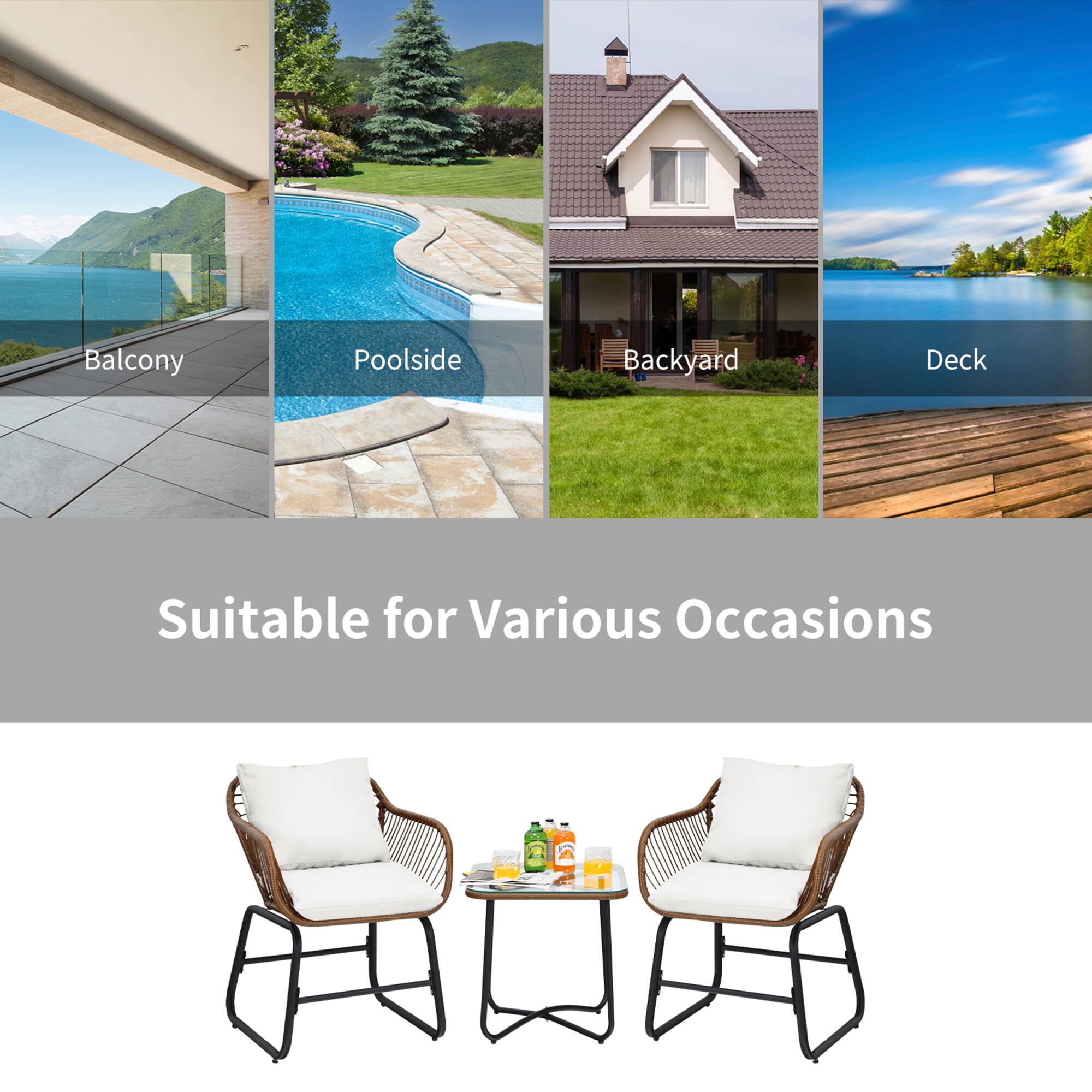 Balcony, Poolside, Backyard, Deck, Suitable for Various Occasions