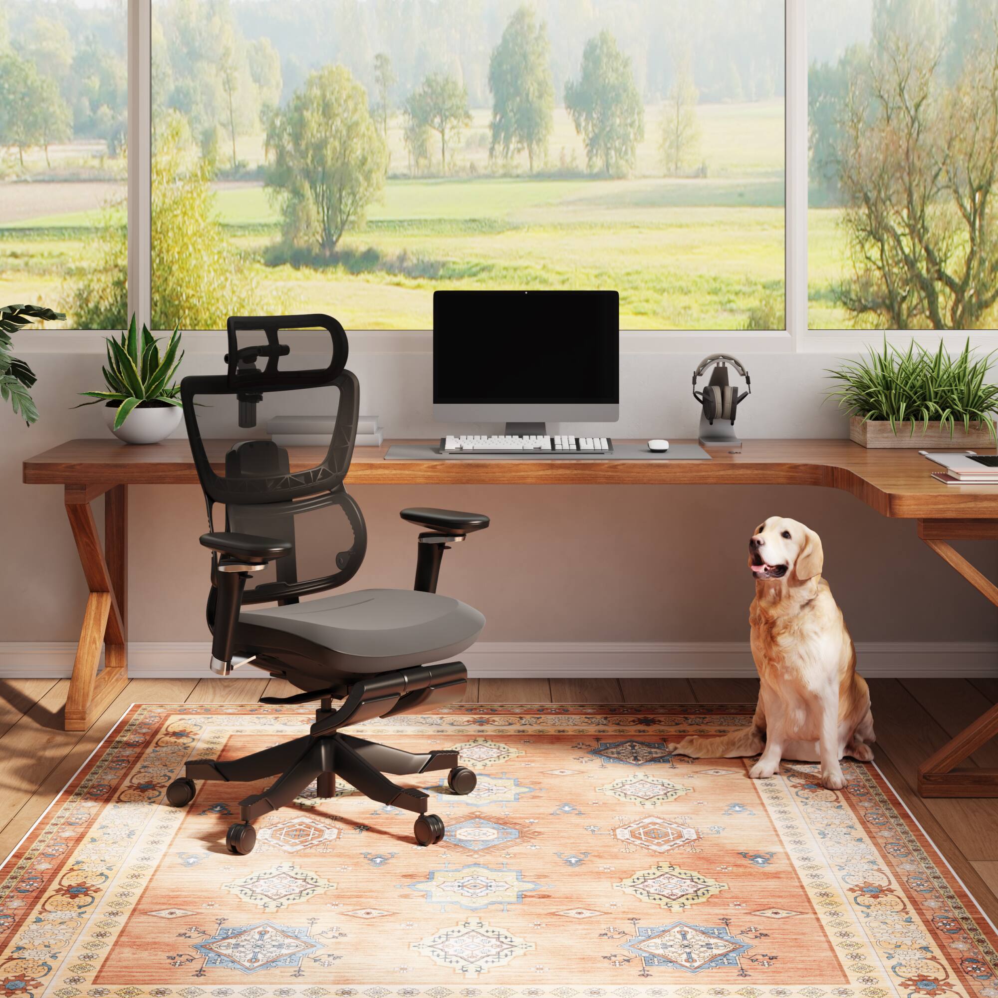 Angle. FlexiSpot - C7 Max Series Premium Ergonomic Foam Seat Office Chair with Retractable Footrest - Gray.
