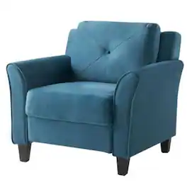 Hivvago - Blue Microfiber Upholstered Armchair Flared Arm Chair with Tufted Back Cushion - Blue