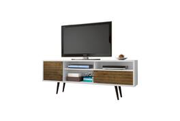Manhattan Comfort - Liberty Mid-Century Modern 71" TV Stand - White and Rustic Brown
