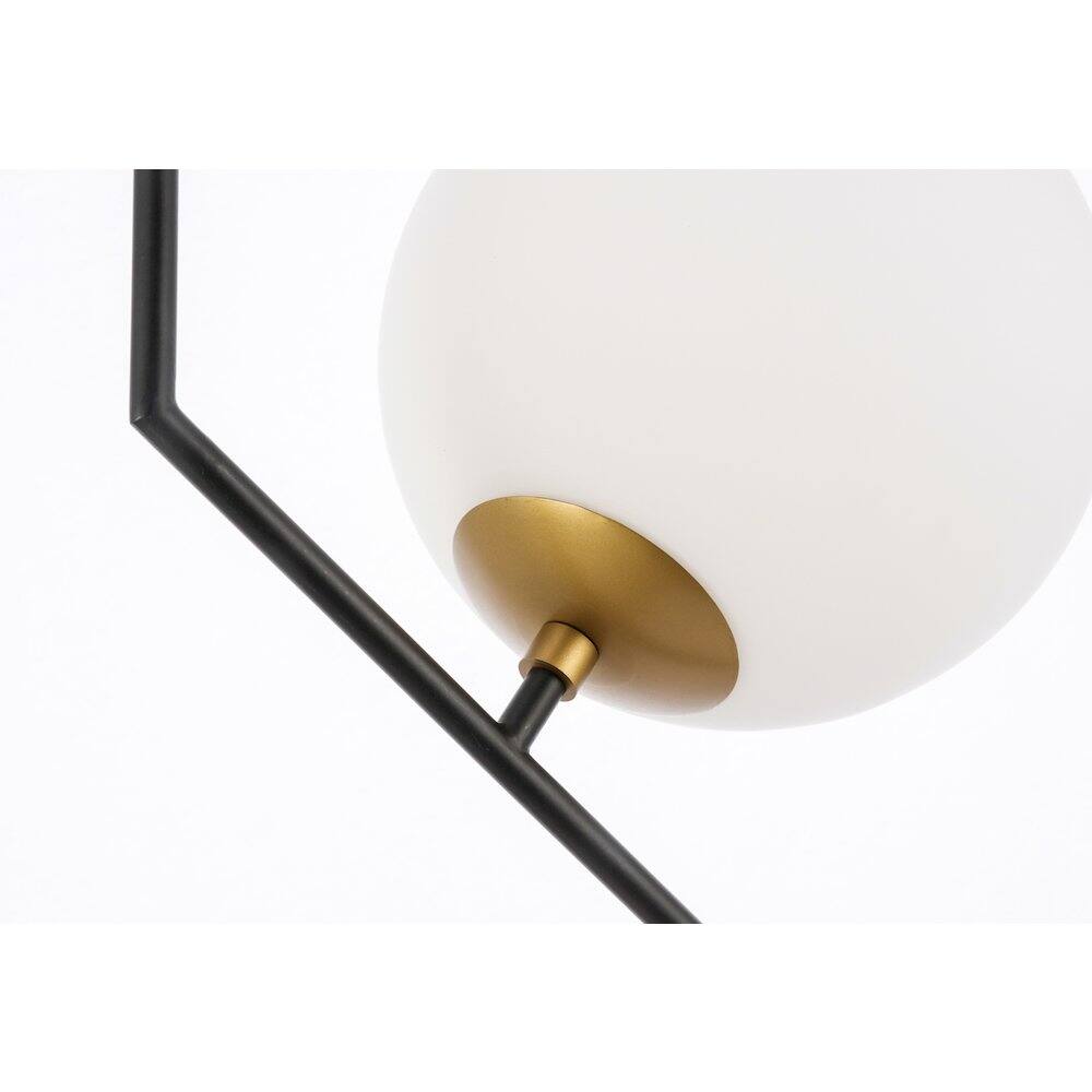 Left. Living District - Ryland 1 Light Black And Brass And Frosted White Glass Pendant - Black And Brass And Frosted White Glass.