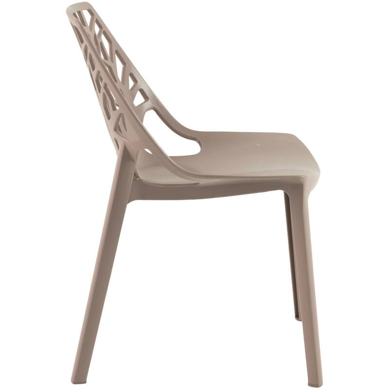 Back. LeisureMod - Cornelia Modern Stackable Accent Dining Chair with Cut Out Backrest Design for Dining Rooms or Patios - Solid Taupe.
