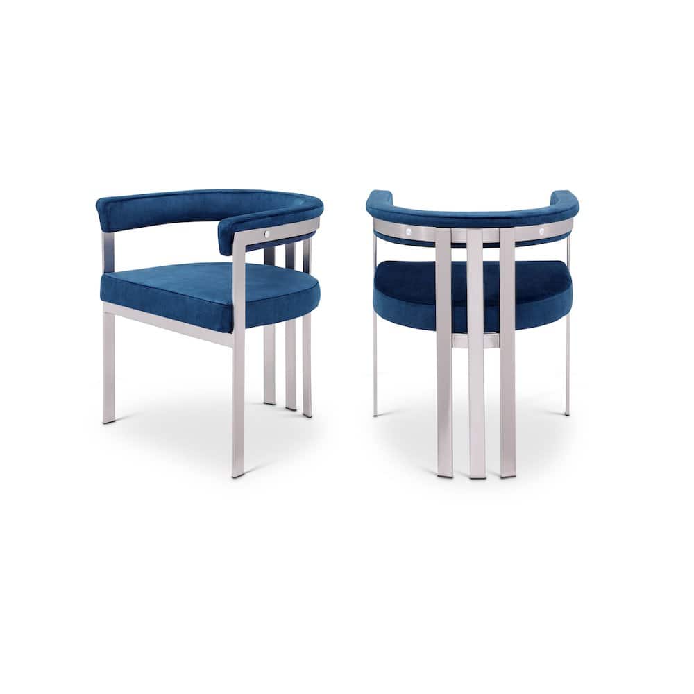 Meridian Furniture - Marcello Navy Velvet Dining Chair, Set of 2 - Blue