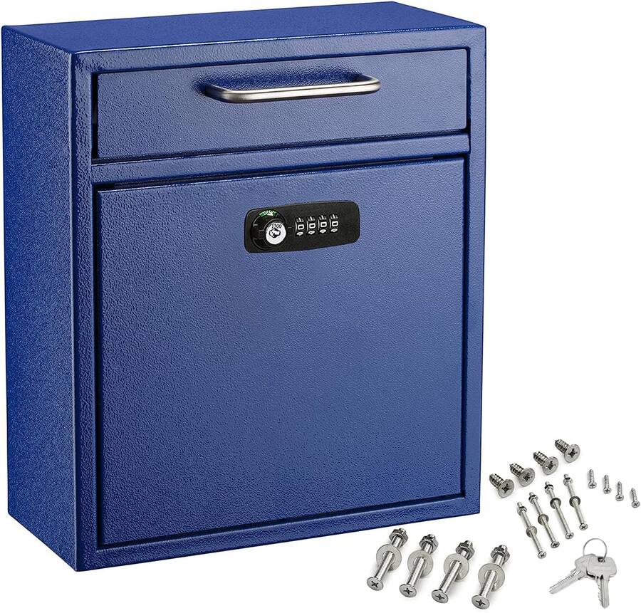 AdirOffice Drop Box Medium Steel Wall Mounted Drop Box Mailbox with ...