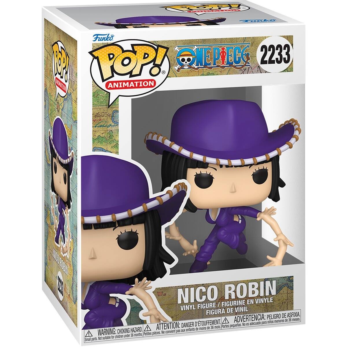 Funko POP! Animation  
One Piece  
2233  
Nico Robin  
Vinyl Figure / Figurine en Vinyle / Figura de Vinil  

Warning: Choking Hazard - Small parts. Not suitable for children under 36 months.  
Attention: Danger d'étouffement - Pièces petites. Ne convient pas aux enfants de moins de 36 mois.  
Advertencia: Peligro de asfixia. No es adecuado para menores de 36 meses.