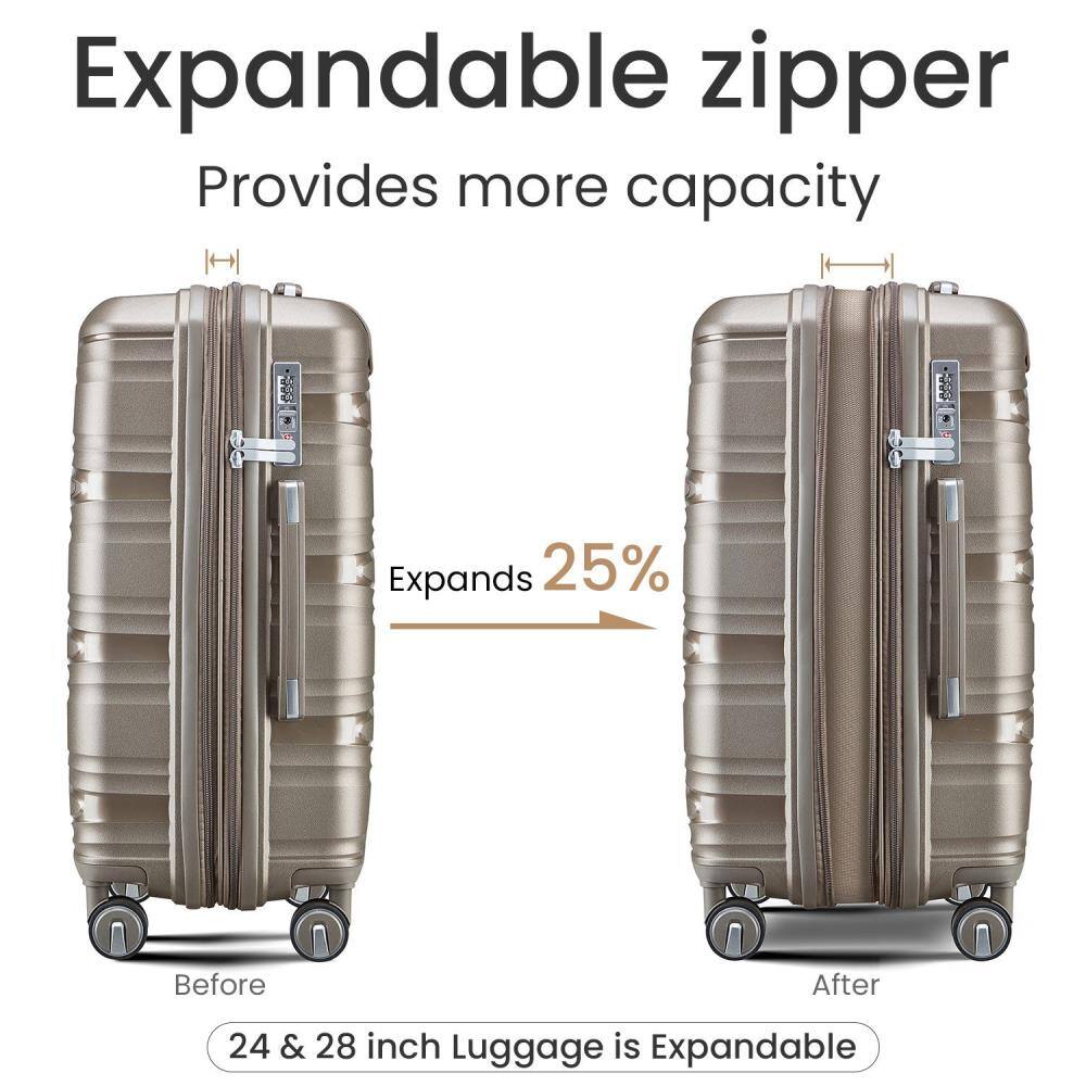 Expandable zipper  
Provides more capacity  

Expands 25%  

Before  
After  

24 & 28 inch Luggage is Expandable