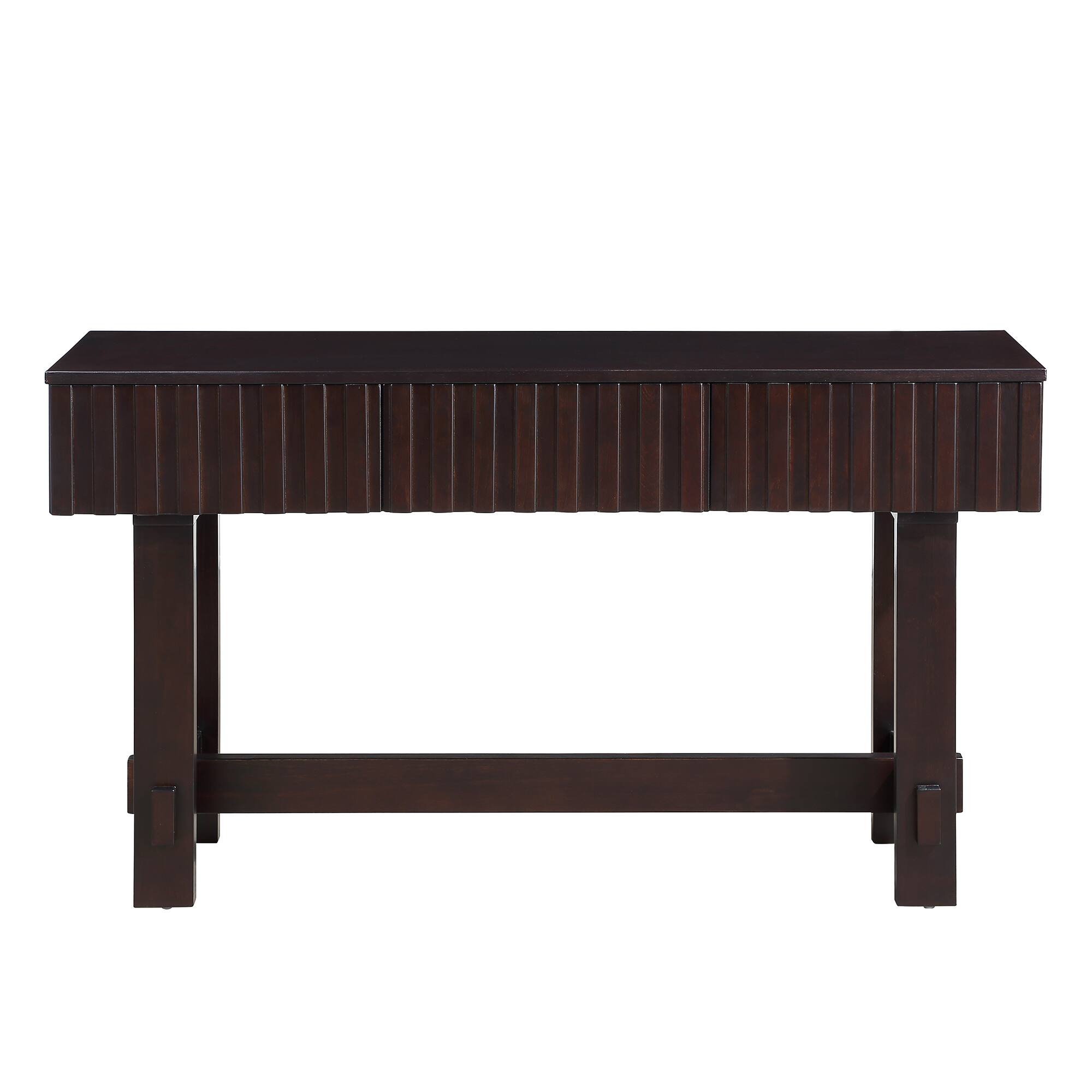 Alt View 9. GOODSILO - Modern Farmhouse Fluted Console Table with Storage Drawers - Solid Wood Legs, Versatile Entryway Sofa Table - Espresso.