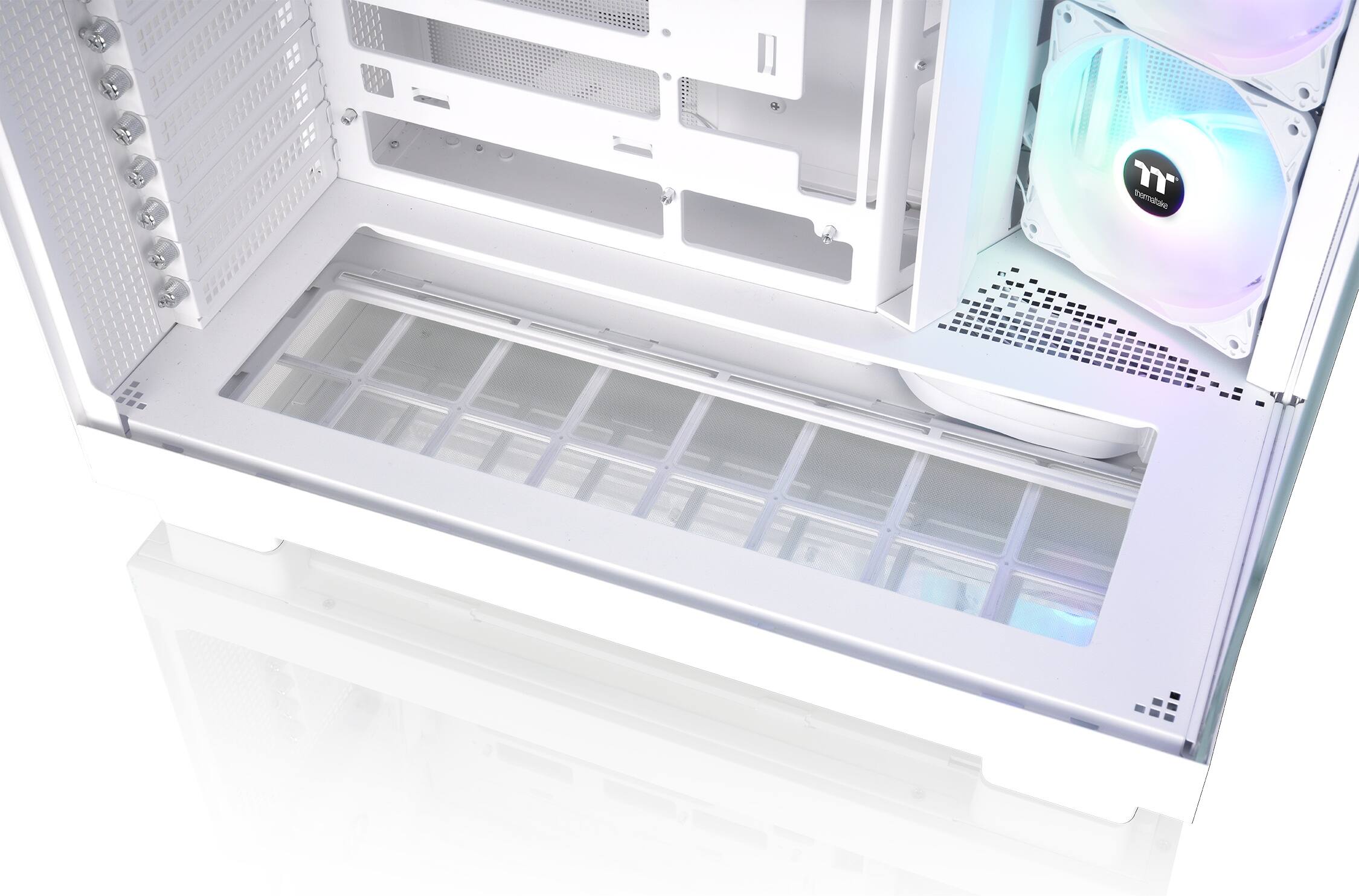 Alt View 5. Thermaltake - View 380 XL TG ARGB Dual-Chamber Chassis with Hidden-Connector Motherboard Support ATX Mid Tower PC Case - Snow.