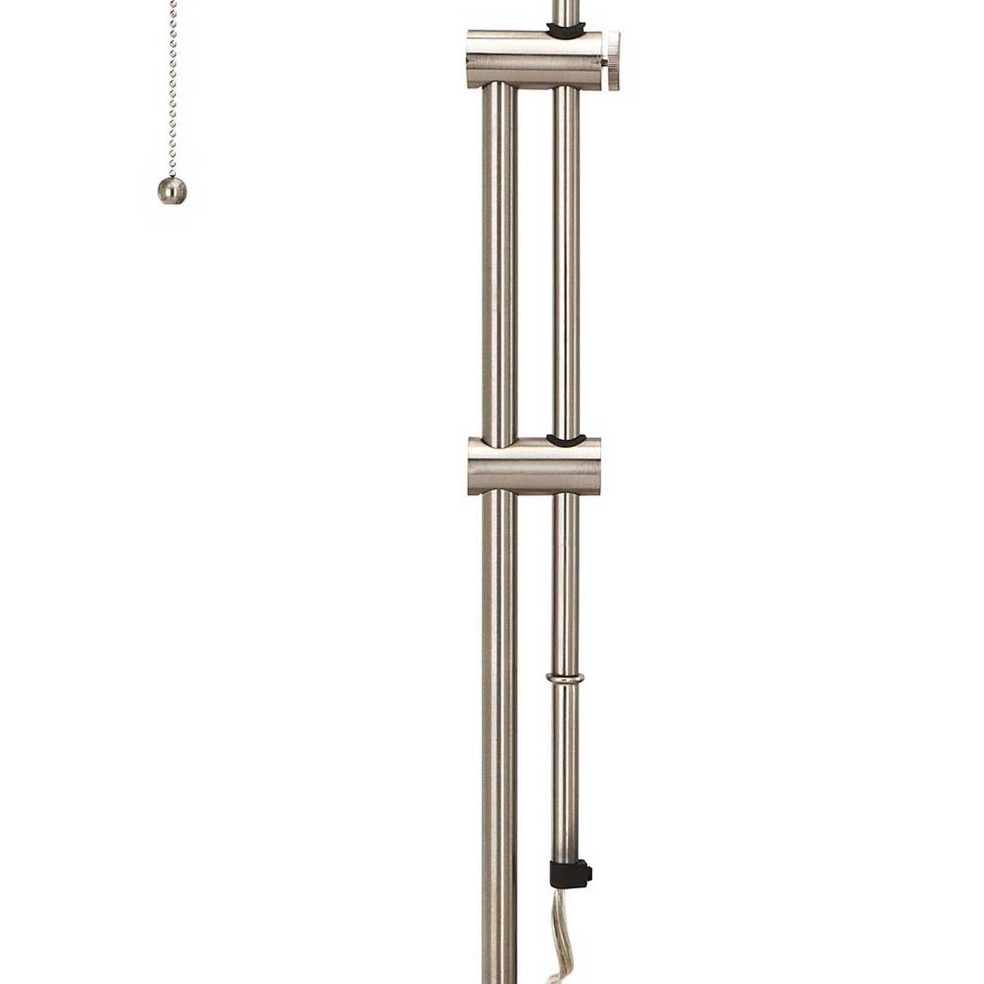 Left. Manhattan Lane - Metal Rectangular Desk Lamp with Adjustable Pole - Silver.
