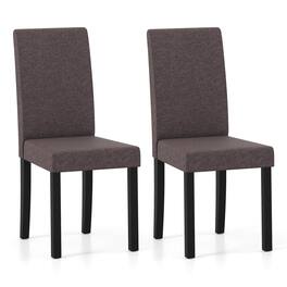 Costway - Dining Chair Set of 2 Fabric Upholstered Rubber Wood Legs Side Armless - Brown