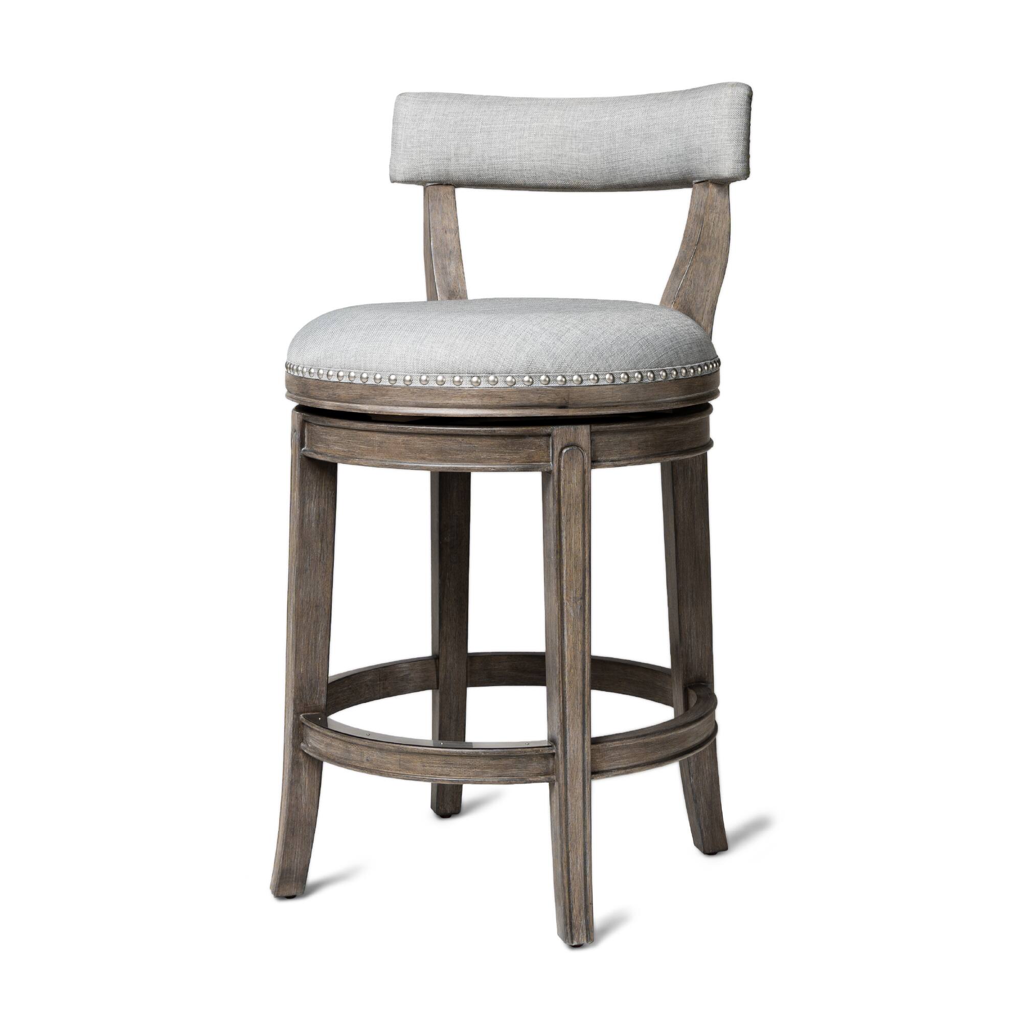 Front. Maven Lane - 26" Alexander Counter Stool in Reclaimed Oak Finish with  Fabric Upholstery - Reclaimed Oak.