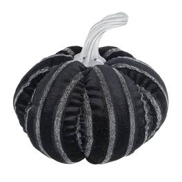 Boyel Living - 7 inch Black and White Striped Fabric Pumpkin Halloween Decor - Black,White