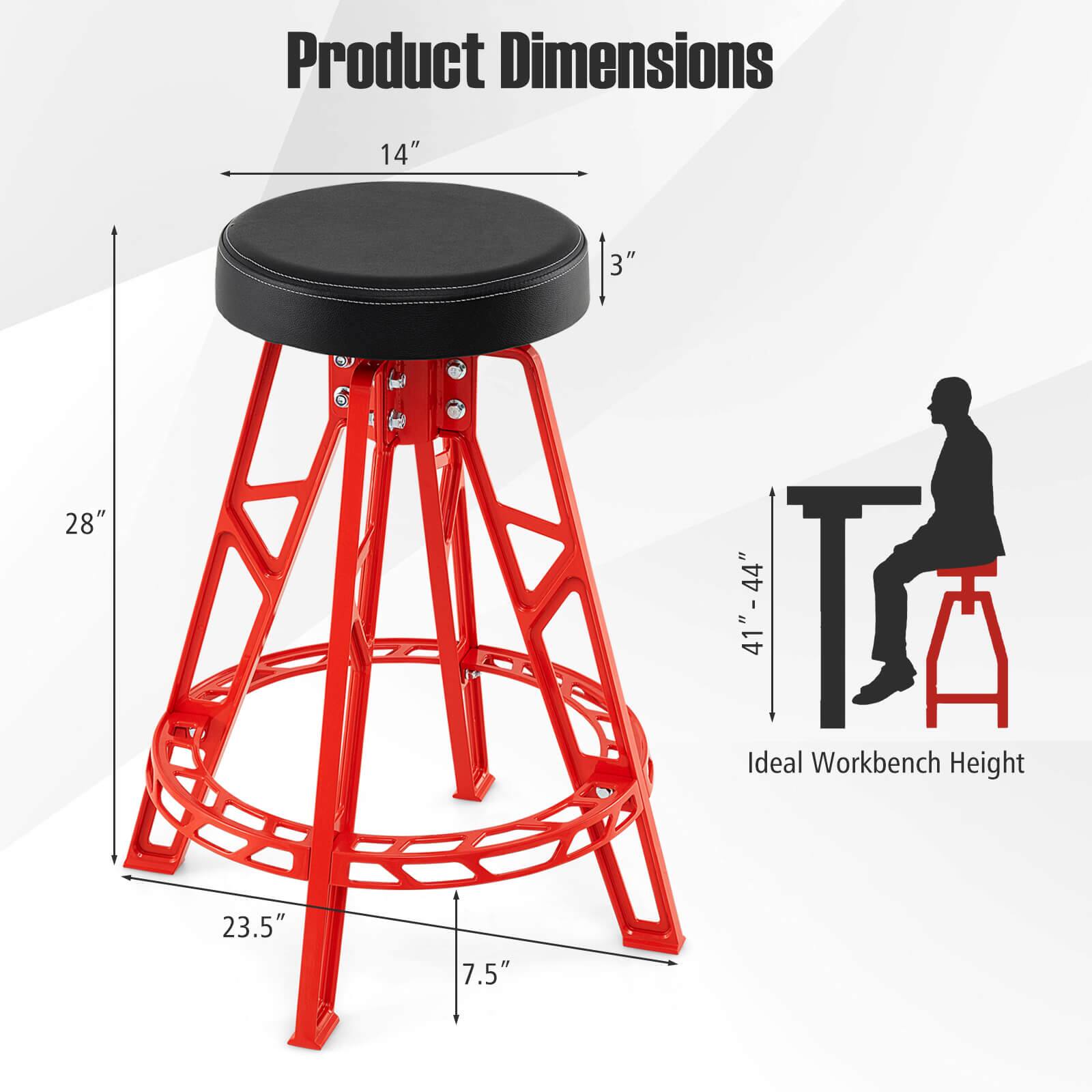 Product Dimensions: 14" x 3" x 28" x 41" - 44"  
Ideal Workbench Height: 23.5" x 7.5"