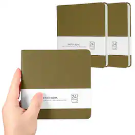 Unique Bargains - 3pcs 5.5x5.5 Inch Small Sketchbook, 24/48pg 300GSM Watercolor Paper Pad Square Tiny Pocket for Drawing Travel - Brown
