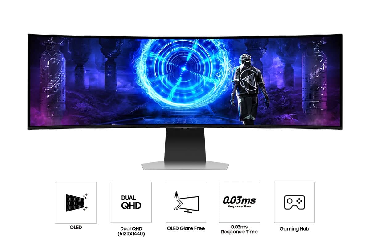 DUAL QHD (5120x1440) OLED Glare Free 0.03ms Response Time Gaming Hub