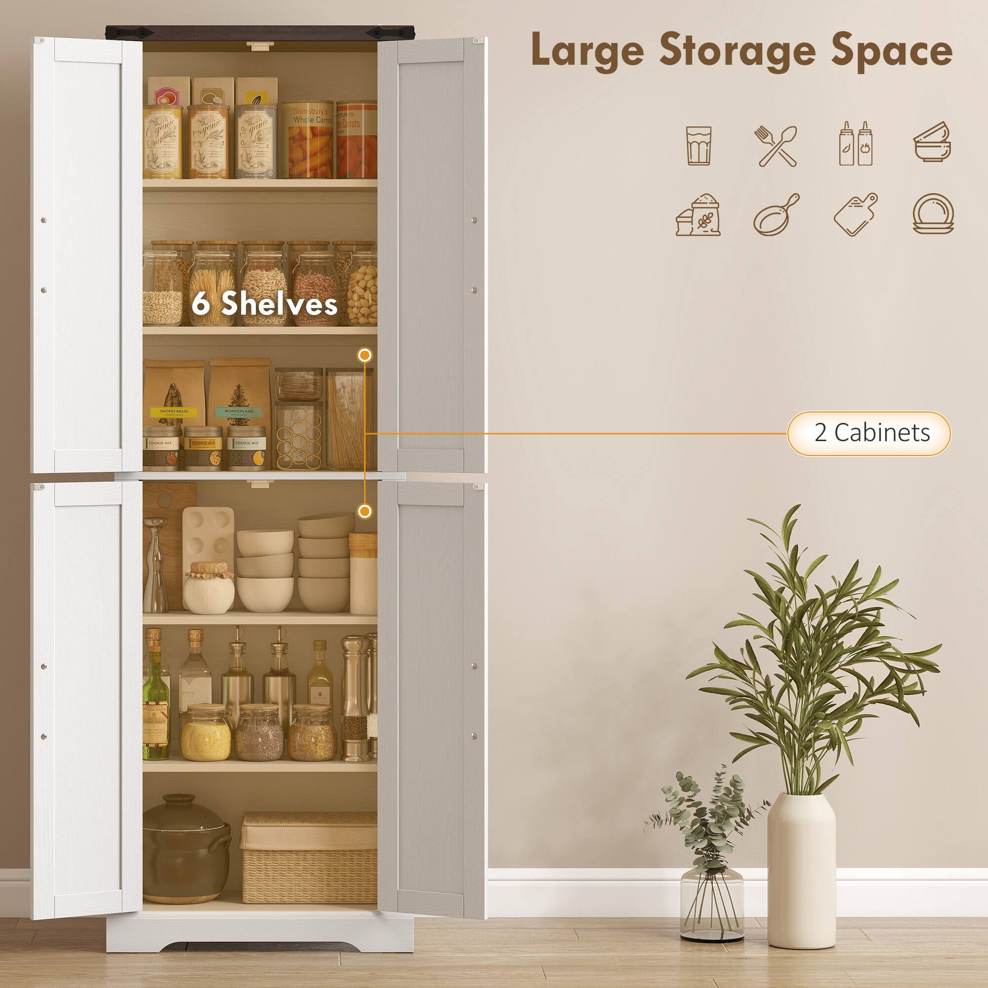Large Storage Space

6 Shelves

2 Cabinets