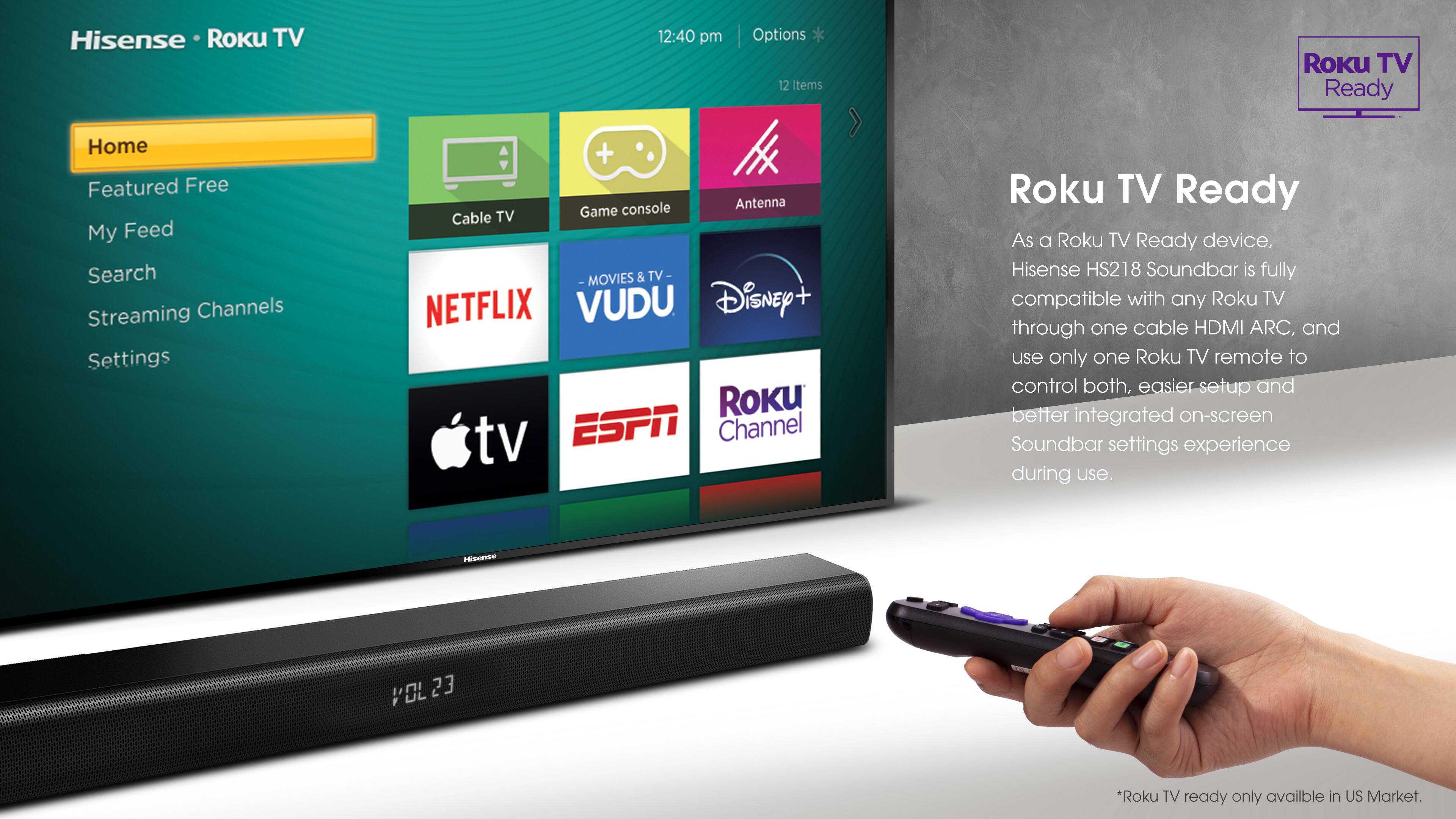 Alt View 19. Hisense - 2.1-Channel Soundbar with Wireless Subwoofer - black.