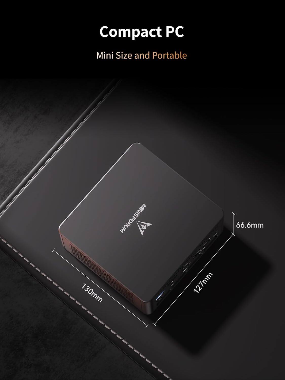 Compact PC Mini Size and Portable MINIS FORUM N 66.6mm x 130mm x 127mm