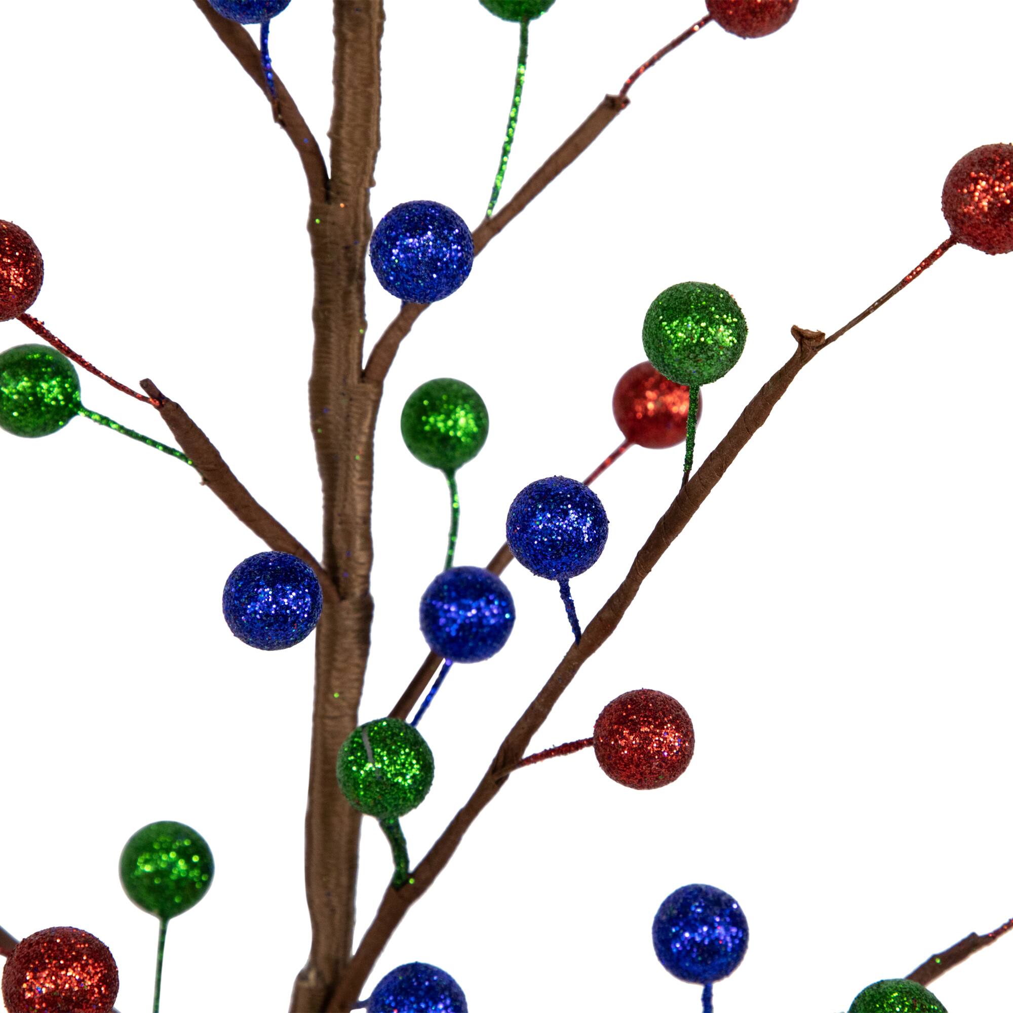 Alt View 3. Northlight - Glittered Ball Ornament Artificial Christmas Tree - Unlit - 24" - Multi.