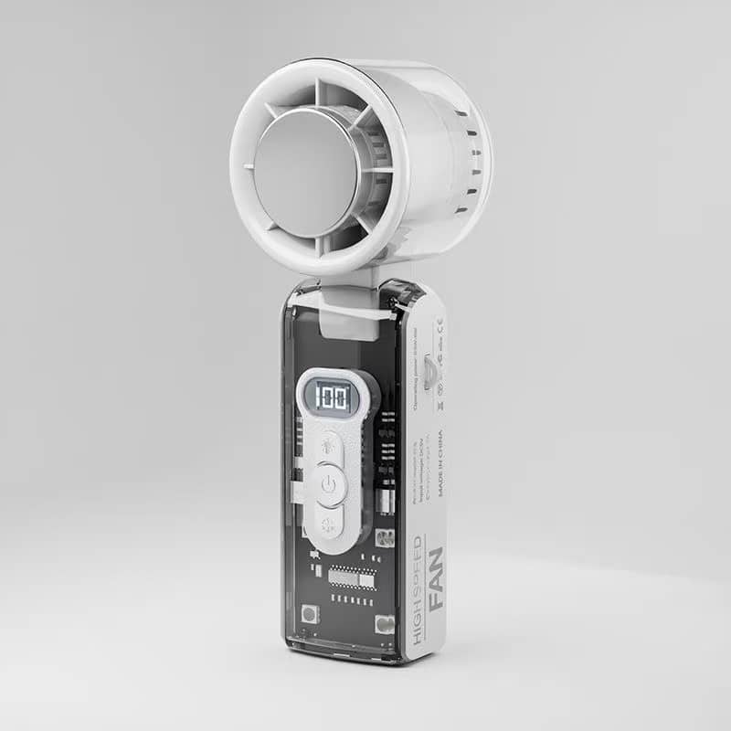 Cluzine - Personal Handheld Air Cooler Portable Mini Wearable Rechargeable Cooling Fan with Digital Display High Speed