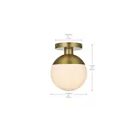 Living District - Eclipse 8 Inch Flush Mount Ceiling Light Frosted White Shade in Satin Gold - Satin Gold And Frosted White