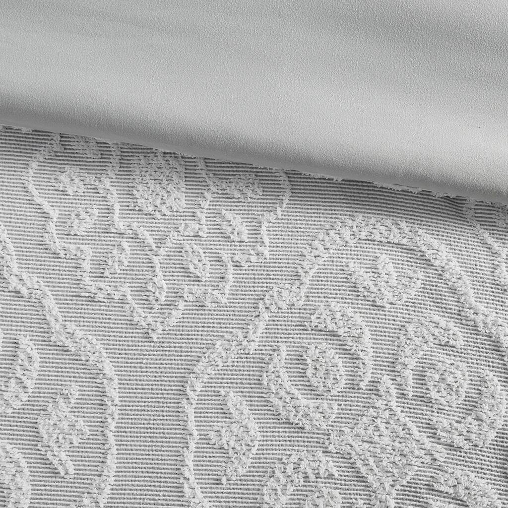 Alt View 5. Gracie Mills - Gracie Mills Woodward Shabby Chic Tufted Woven Medallion Duvet Cover Set - Grey/White.