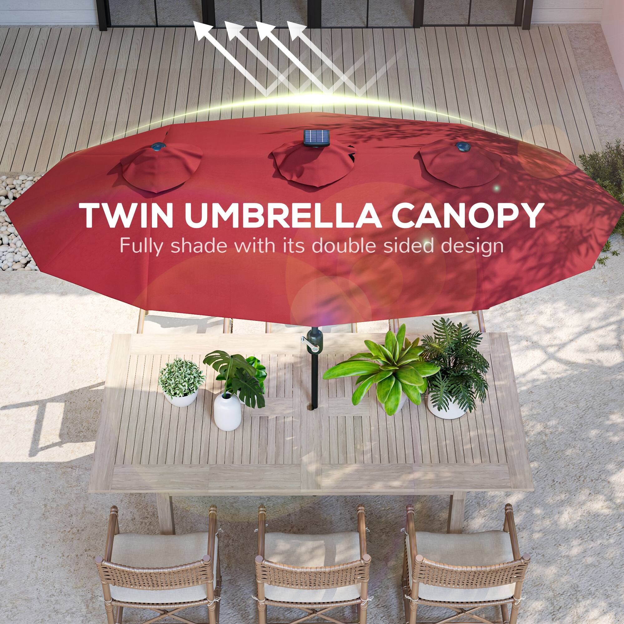 TWIN UMBRELLA CANOPY  
Fully shade with its double sided design