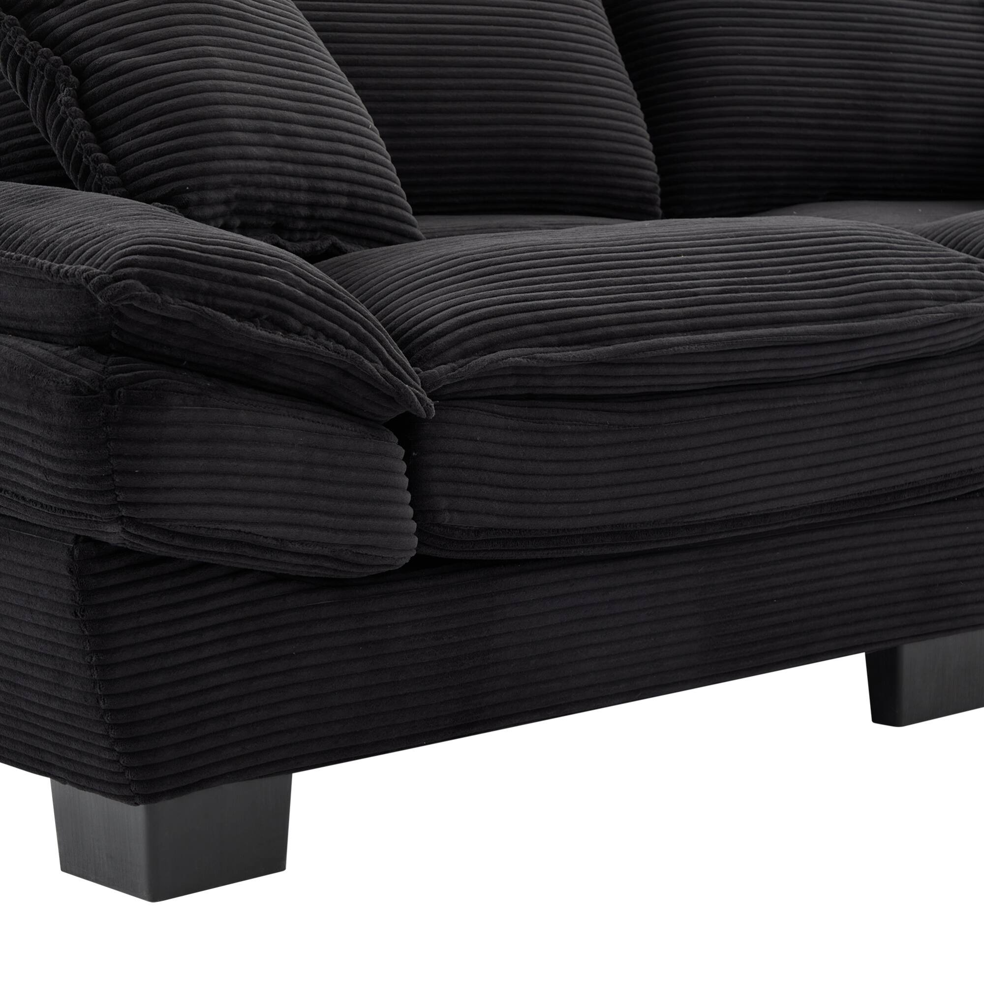 Alt View 7. GOODSILO - Plush Corduroy Convertible Sofa Bed | Deep-Seating Sleeper with Accent Pillows for Home & Office - Black.