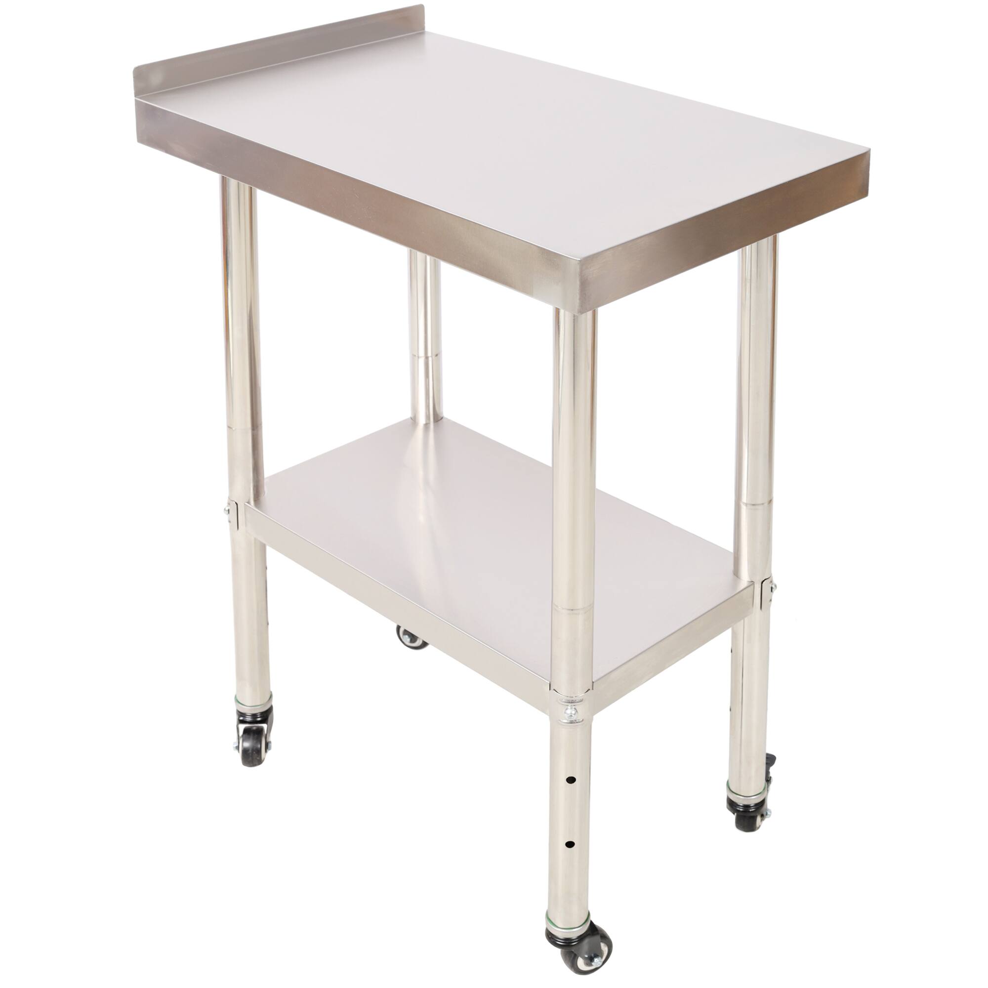 Front. ELEMENT ACE - Heavy-Duty Stainless Steel Commercial Prep Table with Adjustable Undershelf and Mobile Casters for Kitchen Use - Silver.